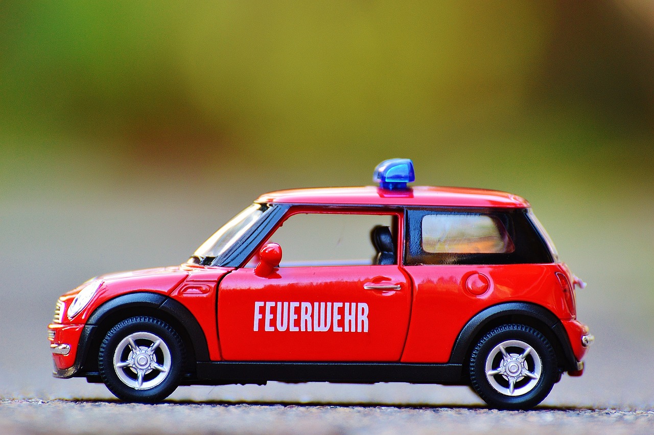 fire fighters, mini cooper, automobile