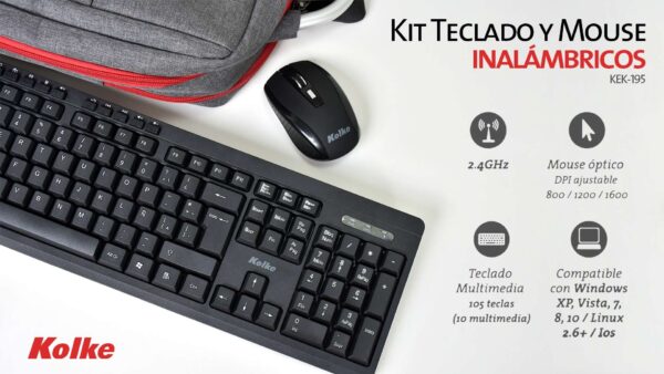 KOLKE COMBO TECLADO Y MOUSE INALAMBRICOS KEK-195 - Imagen 3